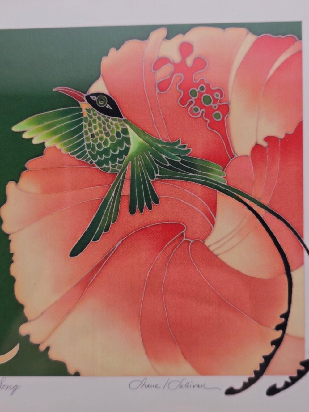 Heart Song Hummingbird Art Print By Sybil Shane Studios Framed 9"x9" Matted - Picture 6 of 8